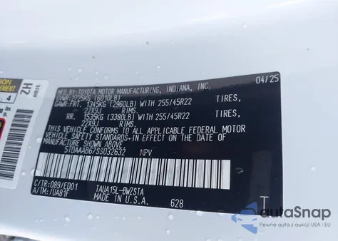 2025 Lexus Tx 350 F Sport Handling from USA, damaged, VIN 5TDAAAB67SS032632